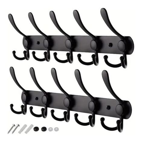 Porte Manteau Mural, Bois Crochet Manteau Rangement Mural Patère Mural Rond Wood Wall Hanging Hooks Lot de 6 (Couleur Noyer Noir) (1/5)