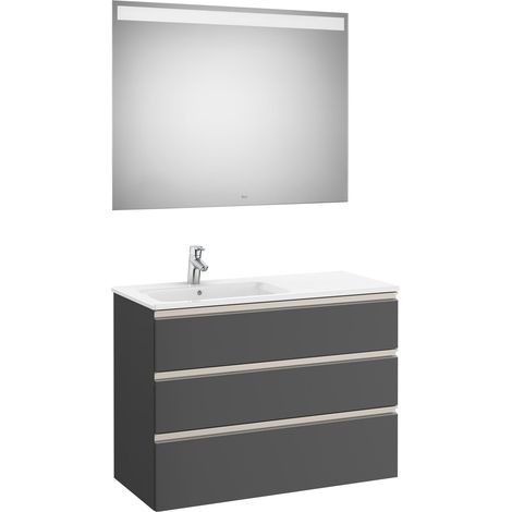 Conjunto de mueble 3 cajones, lavabo y espejo con LED THE GAP - ROCA Color: Roble arenado (1/2)