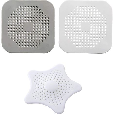 ZOLGINAH 3 Pièces Couvercles De Vidange en Silicone pour Douche, Passoire D'évier pour Baignoire Et Douche, Filtre Draine, Empêcher Les Résidus Alimentaires De Boucher Les Canalisations, Gris Blanc (1/5)