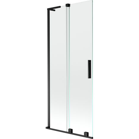 Mexen Velar L Badewannenfaltwand 2-flügelig, 85 x 150 cm, transparent, schwarz - 896-085-003-01-70