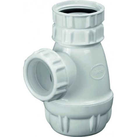 Siphon de bidet blanc en plastique – Culot réglable 50-106mm – Entrée 1'1/4 – Sortie diamètre 32mm – Garde d'eau 30mm (1/5)