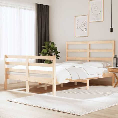 Bed Frame without Mattress Solid Wood Pine 135x190 cm Double Double vidaXL (1/5)