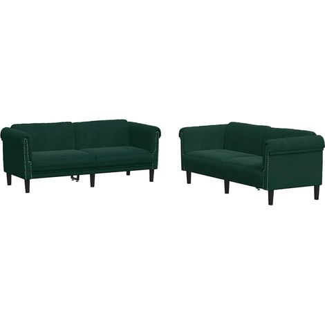 Maison Exclusive - Set di Divani 3 pz Verde Scuro in Velluto
