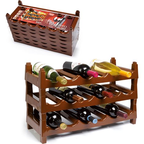 PLASTICFORTE botellero apilable 6 botellas , Botellero apilable 6 botellasPerfecto para colocar sus botellas de vinoFabricado en plástico de alta resistenciaApilable