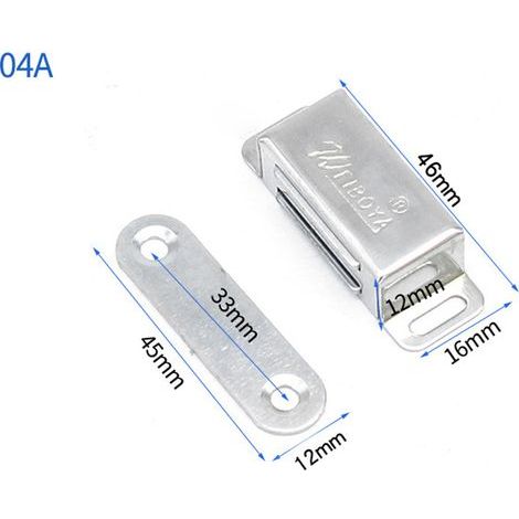 GENERIC-Aimant puissant pour porte de placard avec vis, 6 fixations magnétiques, en acier inoxydable robuste et durable, idéal pour tiroirs, portes de douche et placards, 46 x 16 mm (1/5)