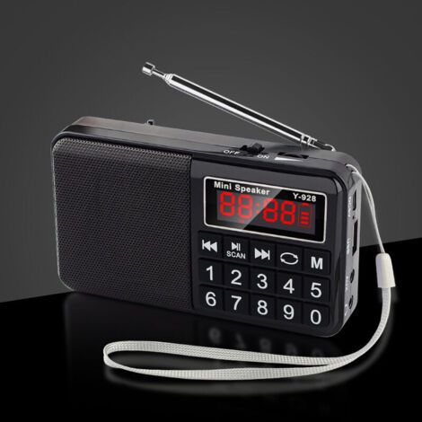 Radio portable FM/AM(MW)/SW/USB/Micro-SD/MP3 avec grandes touches et grand écran, rechargeable (1/4)