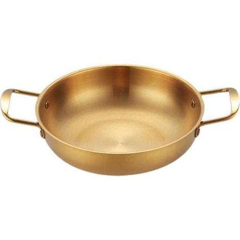 Poêle À Paella - Acier Inoxydable - Compatible Plaque À Induction Et Gaz - 22 Cm - Or (1/5)