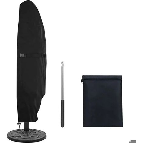 Housse imperméable pour parasol déporté, tissu Oxford 420D, fermeture éclair, mât télescopique, 265 x 40/70/50 cm (1/5)