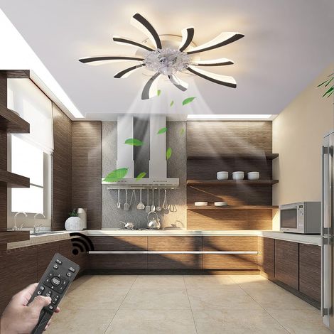 Ventilateur de plafond 78 cm Noir avec Lumière LED Dimmable, 6 Vitesses et 3 Couleurs pour Chambre et Cuisine