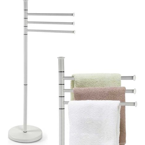 Piantana Portasciugamani Parigi da Bagno 3 Bracci in Metallo Bianco 20 x 83 cm (1/3)