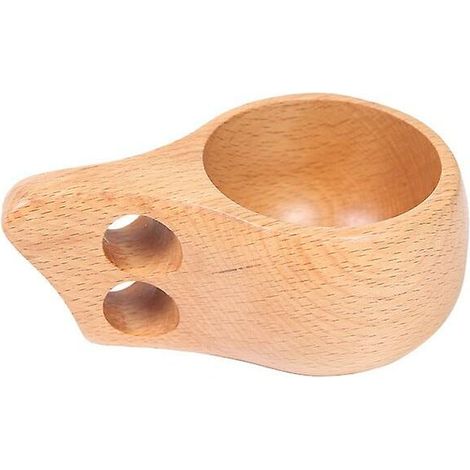 Wooden camp cup wooden tea cup tea cup rubber wood（two holes）