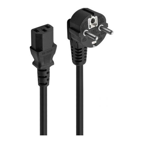 Ewent Cable de Alimentación Schuko CEE 7/7 a IEC C13, 1,5 m, Enchufe Acodado de 90°, H05VV-F 3G 0,75 mm², Negro