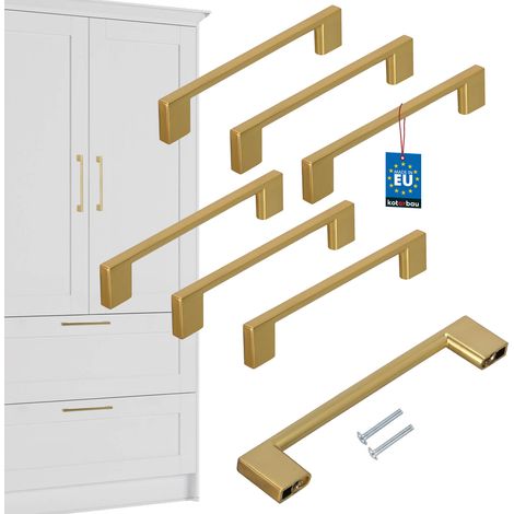 Tirador para muebles de cocina KOTARBAU® Clásico Moderno Oblongo Largo Oro Mate 148 MM Espacio entre 128 MM Juego de 6