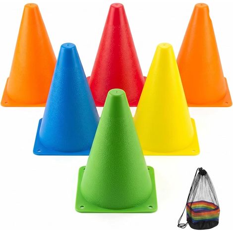 Conos de marcaje para fútbol, equipo esencial de entrenamiento, conos deportivos multicolores con red de almacenamiento para fútbol, baloncesto y agilidad.