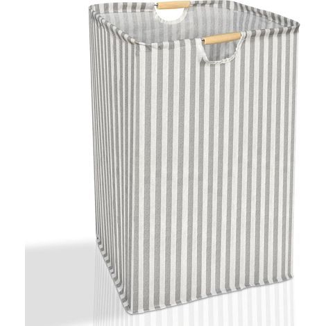 Panier a Linge 62 l, 58 x 38 x 28 cm, Panier Linge Sale, Paniere a Linge,Peut être Utilisé Dans la Buanderie, la Salle de Bain, Pour Ranger les Jouets des Enfants (Style Rayé) (1/5)