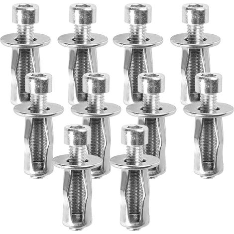 Pack of 10 petal nuts with screws, M6 x 25 mm, petal-shaped expansion screws, metal nuts, expansion nuts, hollow anchors, metal fixings for plasterboard and hollow walls (1/5)