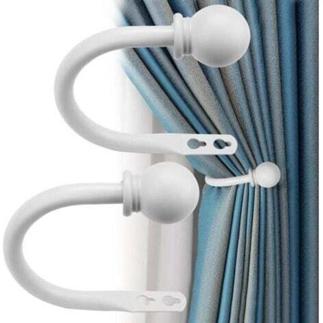 1 Paire Embrasse pour Rideaux en Métal, Embrasses de Rideaux Crochets à Visser, Attache Rideau en Forme de U, Embrases pour Voilages Mural, pour Voilage, Salon, Chambre, Bureau, Blanche (1/4)