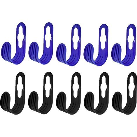 10 cintres pour tuyaux de jardin , ABS Plastic Water Hose Holder Wall Mount for 150 Feet Garden Watering Tube Hoses Storage, Expandable Outside Pipe Reel Hanging Hooks [Bleu, noir] (1/5)