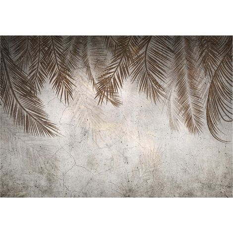 Papier peint panoramique feuilles de palmier gris décoration murale – 400 x 280 cm Wallarena (1/4)