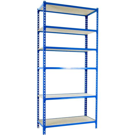 Simonrack Leichte Maderclick Regal Blau und Holz 6 Ebenen