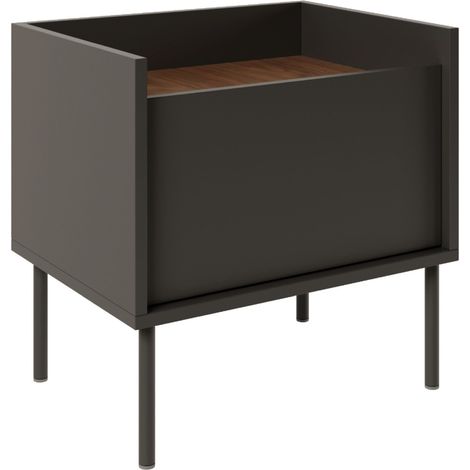 Selsey Tovi - Comodino a 1 anta, 50 cm, Nero / Effetto Noce