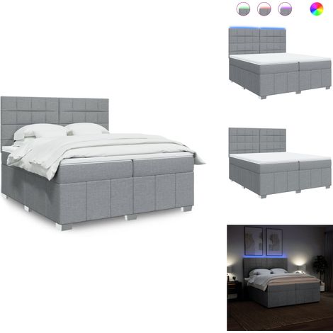 Sommier à lattes de lit avec matelas Gris clair 200x200cm Tissu - Sommier À Lattes De Lit - Sommiers À Lattes De Lit - Lit - Meuble De Chambre À Coucher (1/5)