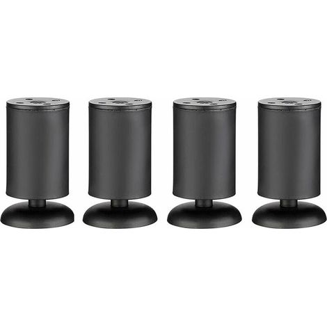 4 pièces Jambes de Meubles épaissi réglable en Acier Inoxydable cylindrique métal Table Jambes canapé Jambe Armoire Jambe Protecteur Pieds,Noir,6cm (1/5)