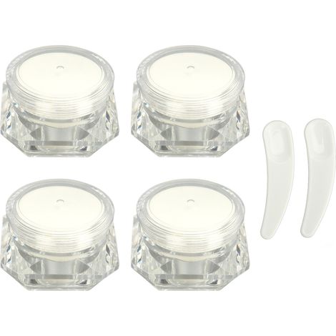4 Pots Crème Look Diamant Cosmétique Rechargeable Bouteille Voyage Camping Extérieur Plastique Compact Maquillage Récipient Vide (1/5)