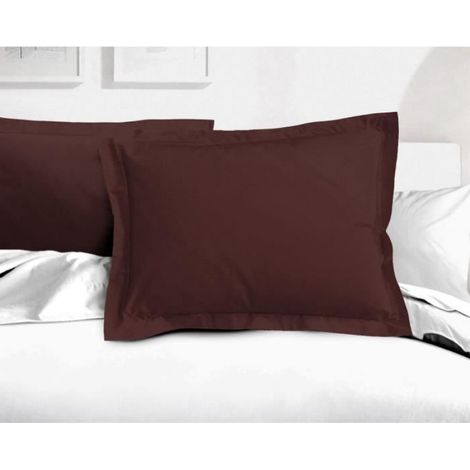 Taie D Oreiller - 50 X 70 Cm - Marron Chocolat - 100% Coton - Lot De 2