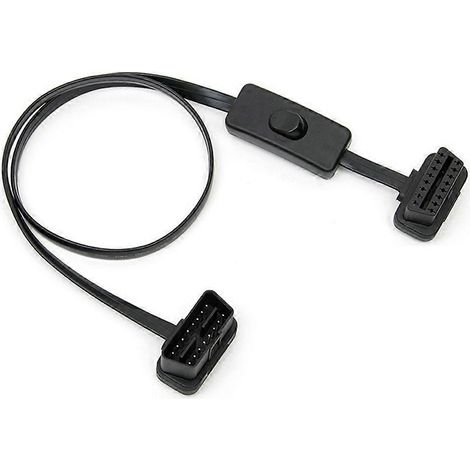 Câble d'extension de diagnostic OBD2 coudé compatible mâle-femelle de 60 cm avec interrupteur d'alimentation et outil de diagnostic OBD. (1/5)