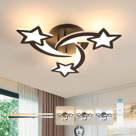 1 Plafonnier Led 38W Noir Forme Etoile Telecommande 3000K-6500K Pour Chambre Salon (1/5)