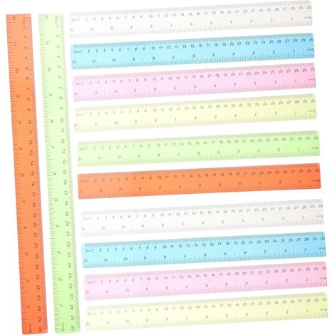 Lot de 12 règles mesure en plastique coloré pour les élèves (1/5)