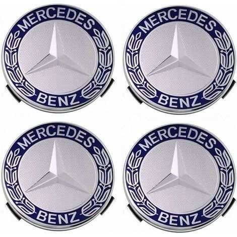 Enjoliveurs et jantes Cache-moyeu compatible avec Mercedes - Benz 75 mm - bleu, lot de 4
