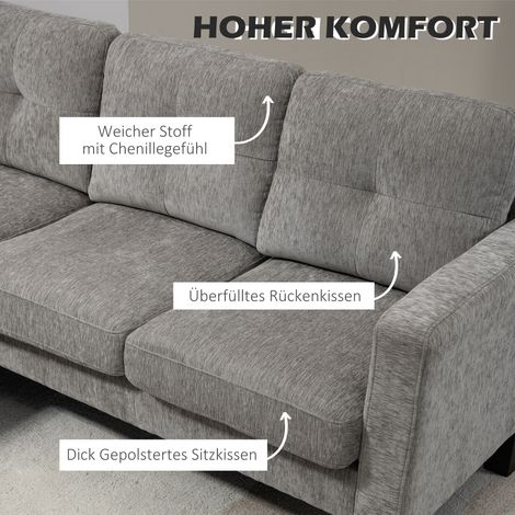 Canapé d'angle convertible avec méridienne réversible, sofa en forme de L, revêtement effet lin, 186 x 130 x 84 cm, Marron (1/5)