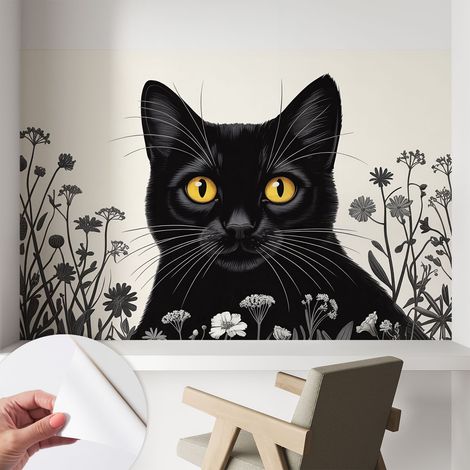Papier peint autocollant adhésif avec motifs pour salon et chambre accessoire stylé pour votre intérieur Fleurs de coquelicot 104x70 cm (1/5)