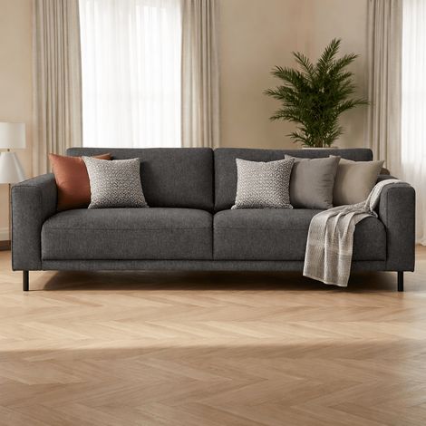 Modern 3-sitzer Sofa Anthrazitfarbener Stoff Aniko 213x90x78 cm