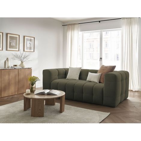 BOBOCHIC - Canapé droit convertible 3 places CLOUD tissu lisse Vert (1/5)