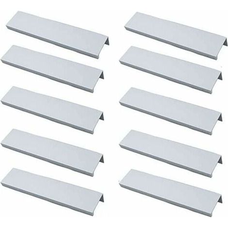 Set mit 10 Profilgriffen für Küchenschränke – Unsichtbare Griffe, gebürstete Oberfläche, silberne Aluminiumlegierung, 96 mm Lochabstand (1/4)