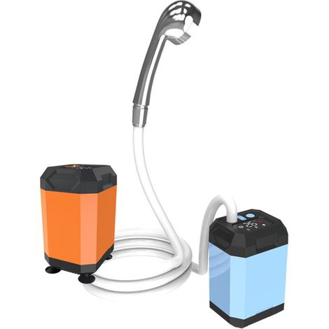 Portable cordless camping shower, outdoor electric pump, rechargeable, large capacity, hiking travel, digital display, bathing tool. (1/5)
