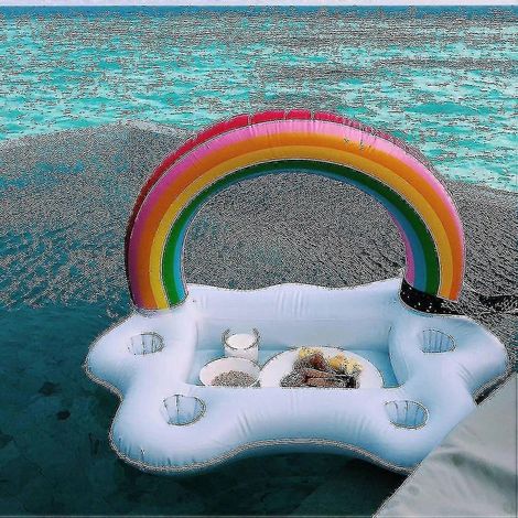 Porte-gobelet gonflable nuage arc-en-ciel pour fête d'été, bouée de piscine, refroidisseur de bière, plateau de table, bouée de plage (1/4)