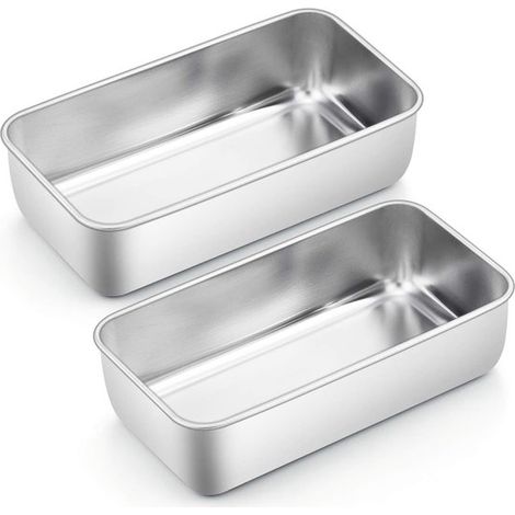 Juego de moldes para hornear，2 piezas，Acero inoxidable，pasteles y tostadas，Dimensiones: 16 cm x 10 cm x 5 cm (1/5)