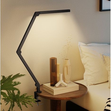 Schreibtischlampe mit Klemme, einstellbare Helligkeit und Farbtemperatur, 96 LEDs, schwarz HAVRYA (1/5)