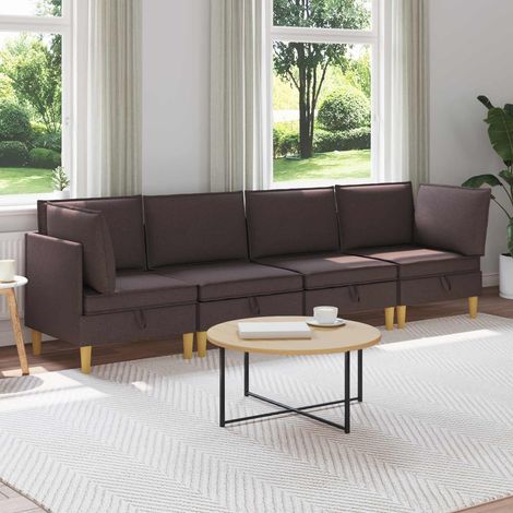 vidaXL Modular Sofa Set mit Stauraum 4 pcs Dunkelbraun Stoff (1/5)