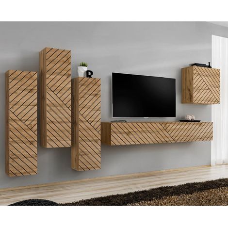 Ensemble Meuble TV "Switch Lamel III" 330cm Naturel (1/5)