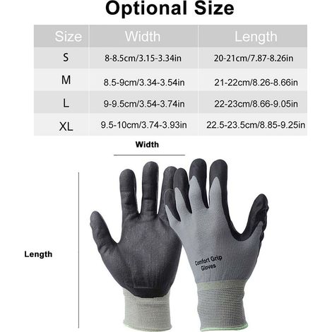 Ortviai Gants de Protection Professionnels en Nylon et Nitrile – Résistants à la Coupe (Niveau ANSI 3), Taille L, Gris, Lot de 2