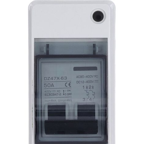 Interrupteur de sectionnement BAOYI DC 12V-400V et AC 90-400V, disjoncteur miniature DC 2P 50A IP65 étanche pour systèmes photovoltaïques. (1/5)