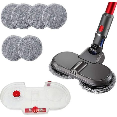 Cabezal de fregona eléctrica con 6 almohadillas y depósito de agua independiente para Dyson V6. (1/4)