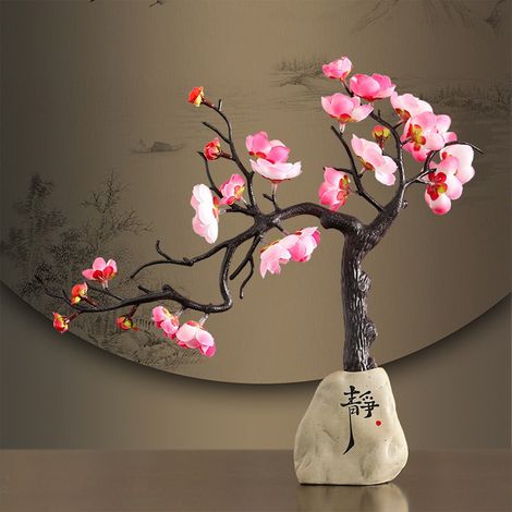 Ornement Murale En Résine - Fleur De Wintersweet - Décoration Intérieure Pour Salon Chambre Bureau - 29x28x4 cm - 1 Pièce