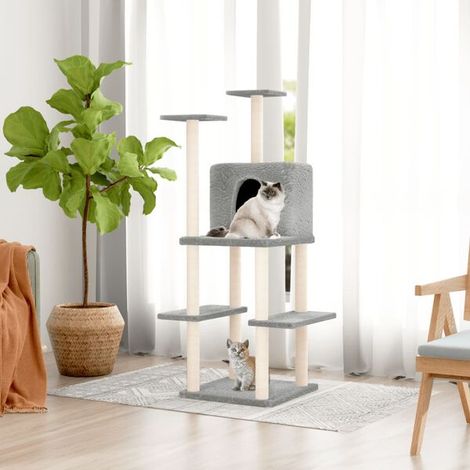 Arbre à chat avec griffes en sisal, gris clair, 144,5 cm (1/4)