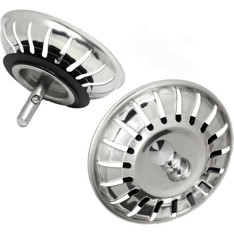 Lot de 2 Bouchons Evier Cuisine - 80mm - Acier Inoxydable 304 SS - Anti-Corrosion - Pour Bonde Evier 80mm - Filtre, Crépine Cuisine Meilleur pour Vidange et Antiblocage (1/5)